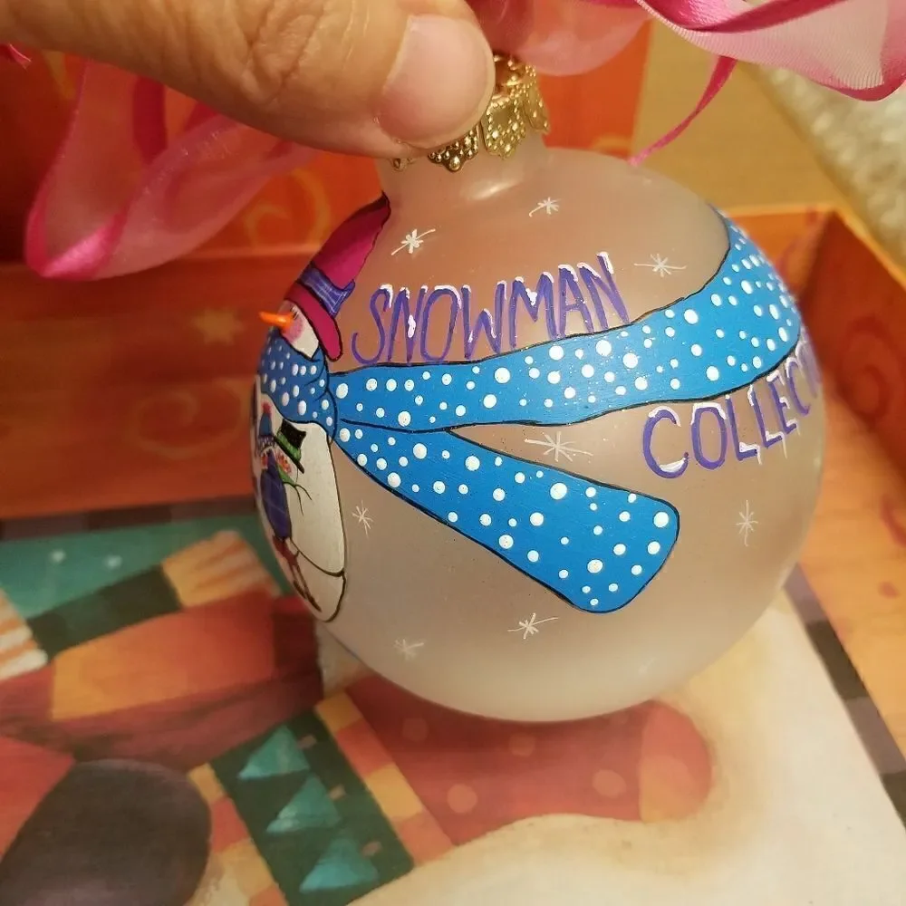 Set of 3  Hand painted 3D snowman ornaments. Aprox 8